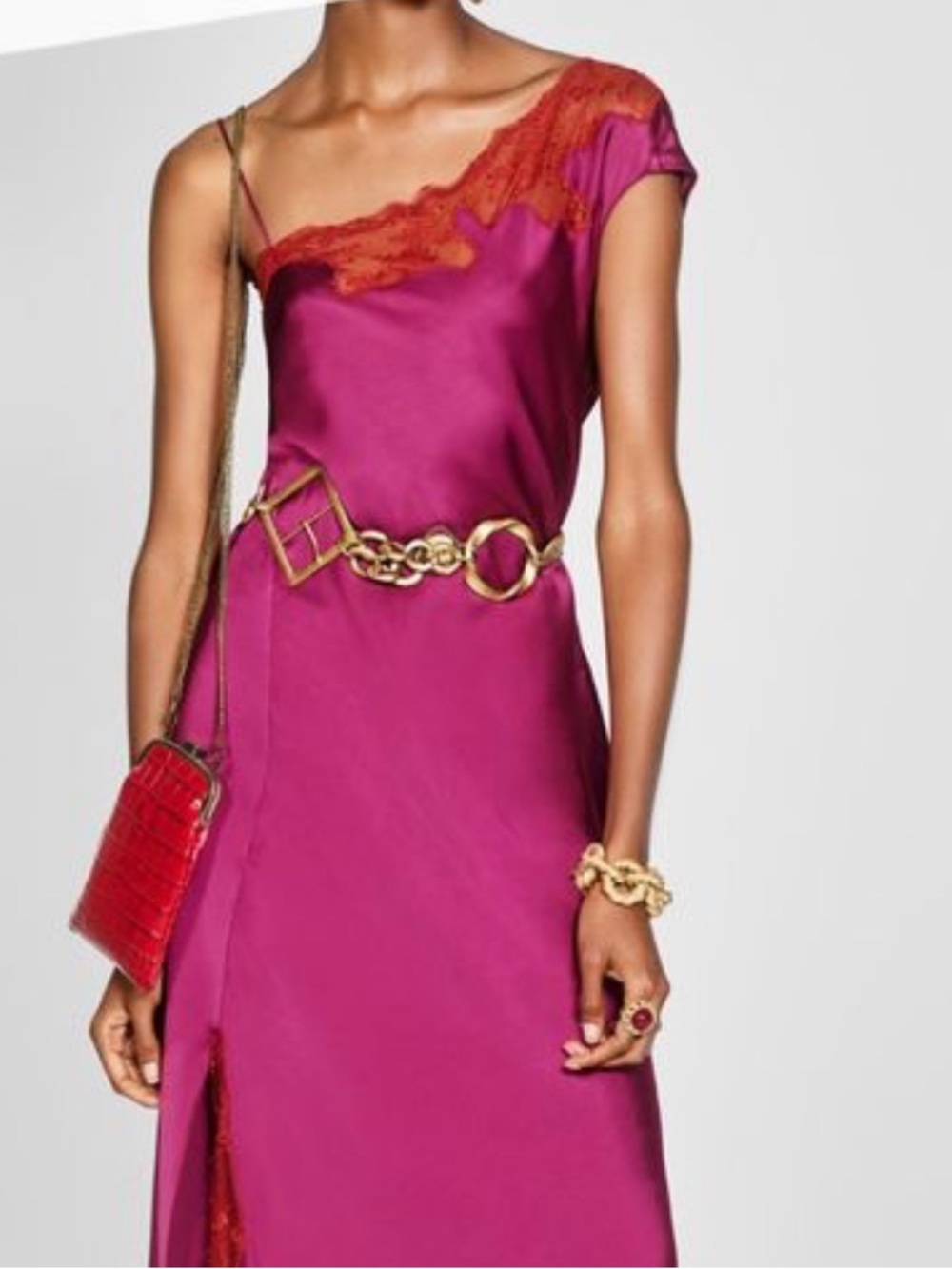 Zara Red Lace Slip Dress